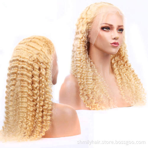 Shmily Wholesale European 40 Inch Wig Human Hair Lace Front Natural Wigs HD Cuticle Aligned Deep Wave Frontal Wig
